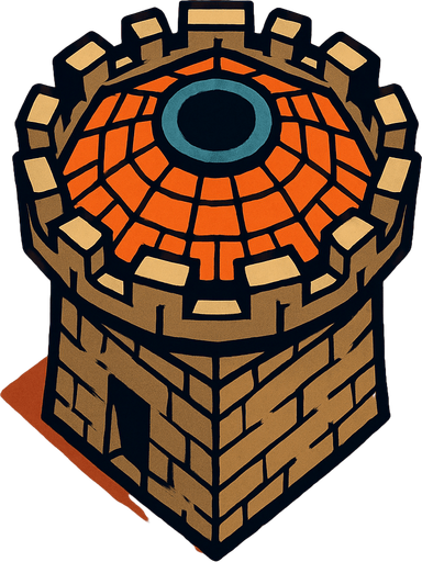 build a tower from a bird's eye view.
In-Game asset.  2d.  High contrast.  No shadows