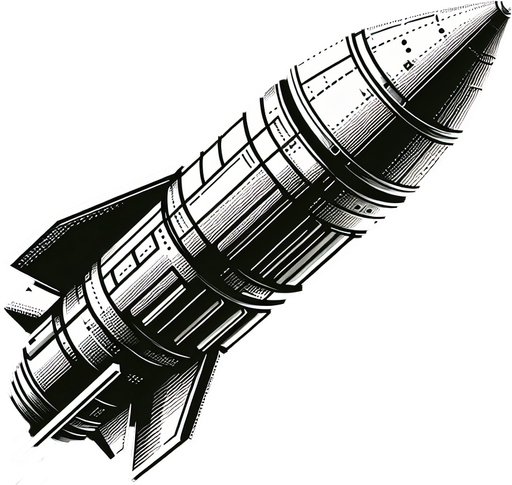 missile.
Single Game Texture.  In-Game asset.  2d.  Blank background.  High contrast.  No shadows