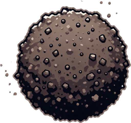 Dirt particle.
Single Game Texture.  In-Game asset.  2d.  Blank background.  High contrast.  No shadows