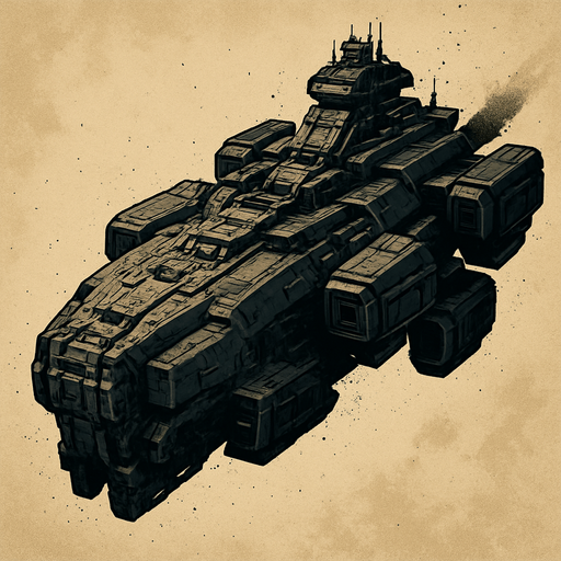 Giant and strong spaceship.
In-Game asset.  2d.  High contrast