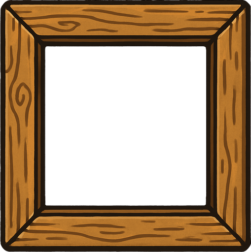 a wooden frame.
In-Game asset.  2d.  High contrast.  No shadows