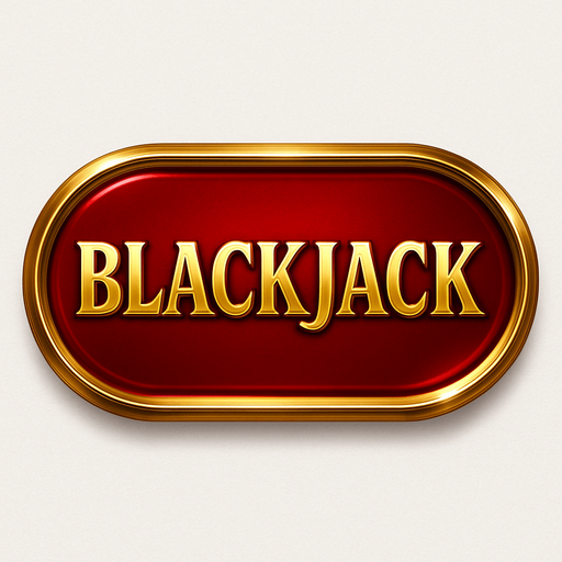 Crea un asset visual de botón ovalado/rectangular para 'BLACKJACK' en el menú principal.

Diseño:

Texto 'BLACKJACK' en tipografía de casino, centrado.

Color base rojo rubí, verde esmeralda o azul zafiro profundo (metálico/pulido).

Borde grueso y brillante dorado o plateado.

Efecto de relieve/biselado y brillo sutil.

Fondo transparente.

Objetivo: Botón lujoso, prominente y que invite al juego..
In-Game asset.  2d.  High contrast.  No shadows