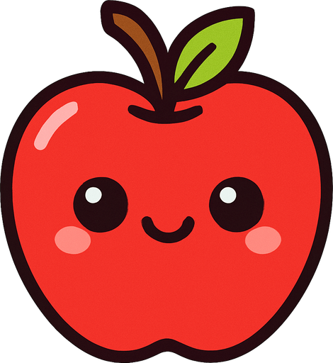 Manzana cute.
In-Game asset.  2d.  High contrast.  No shadows