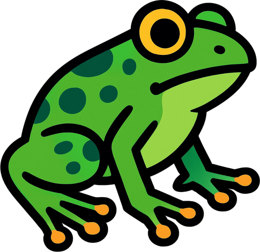 Kuyruğu Yok Olmuş Genç Kurbağa.
In-Game asset.  2d.  High contrast.  No shadows