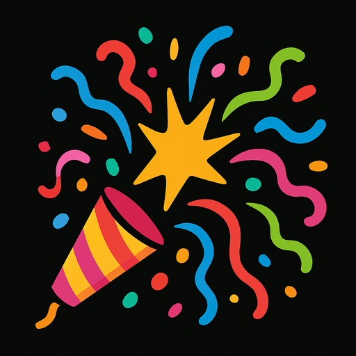 Konfeti tasarla patlayan.
In-Game asset.  2d.  High contrast.  No shadows