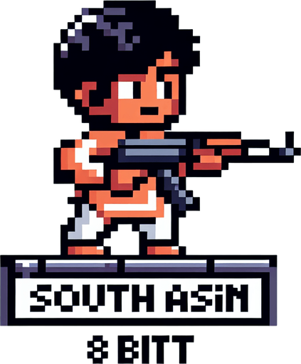 Make an 8 bit boy with a gun.
Single Game Texture.  In-Game asset.  2d.  Blank background.  High contrast.  No shadows