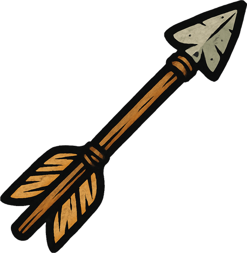 ok istiyorum eski zamanlarda hayvan avalrken kullanılan oklardan.
In-Game asset.  2d.  High contrast.  No shadows