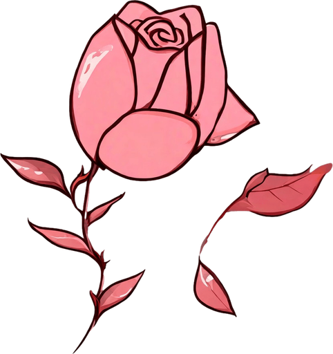 rose. No background. Transparent background. Blank background. No shadows. 2d. In-Game asset. flat