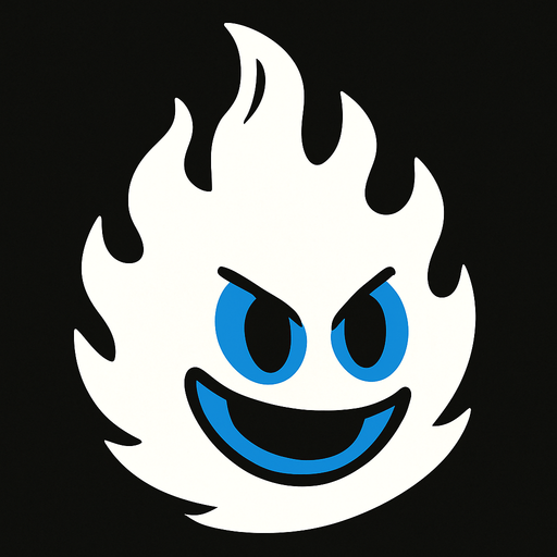 Bola de fuego de color blanco y con cara azul.
In-Game asset.  2d.  High contrast.  No shadows