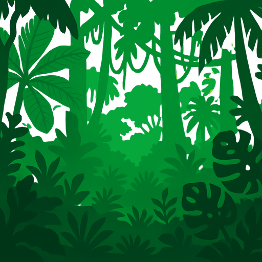 Fond d'écran forêt amazonienne.
In-Game asset.  2d.  High contrast.  No shadows