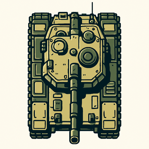 Top view of a Heavy armored military Tank.
In-Game asset.  2d.  High contrast.  No shadows