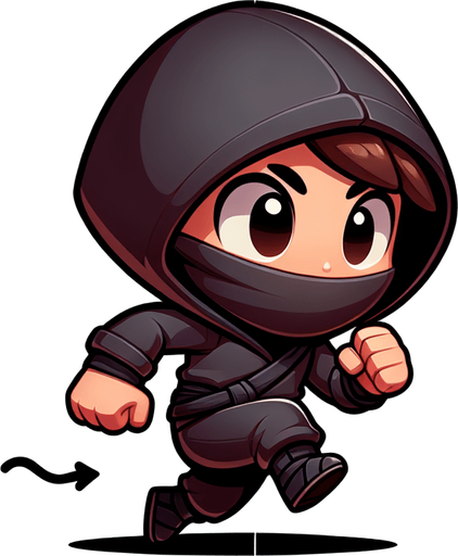A ninja kid thief, full body, with a dark colored hoodie.
Single Game Texture. In-Game asset. 2d. Blank background. High contrast. No shadows.