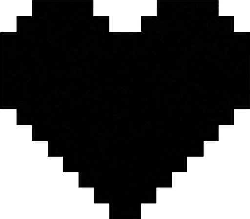 Basit pixel artla yapılmış siyah bir kalp.
In-Game asset.  2d.  High contrast.  No shadows