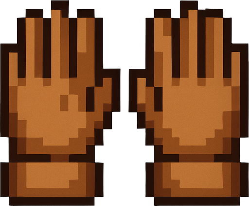 pixel brown gloves.
In-Game asset.  2d.  High contrast.  No shadows