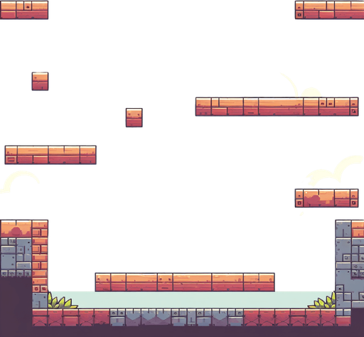 2d platformer back ground.
Single Game Texture. In-Game asset. 2d. Blank background. High contrast. No shadows.