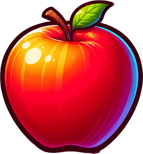 Apple.
Single Game Texture. In-Game asset. 2d. Blank background. High contrast. No shadows.