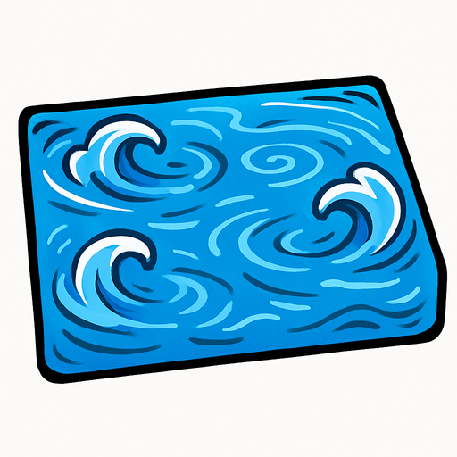 Agua en forma de rectángulo.
In-Game asset.  2d.  High contrast.  No shadows