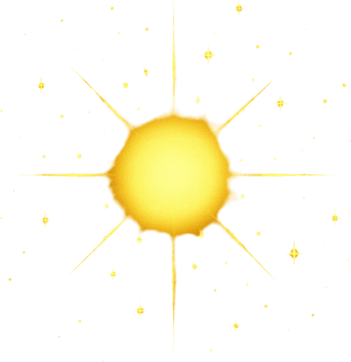 A magical yellow light glowing softly, with radiant beams and sparkling particles floating around. The light has a warm, enchanting aura that illuminates its surroundings with a golden hue. The atmosphere feels mystical and inviting, perfect for fantasy scenes or magical effects..
In-Game asset.  2d.  High contrast.  No shadows