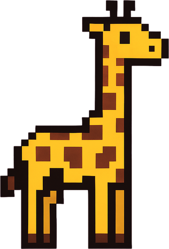 Giraffe 8 bit.
In-Game asset.  2d.  High contrast.  No shadows
