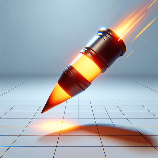 A small, fast-moving dart bullet with a soft tip, bright orange with a black band around the middle firing on the top.". upside view
Single Game Texture.  In-Game asset.  2d.  Blank background.  High contrast.  No shadows