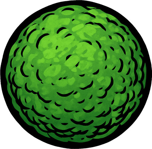 circular green rough skin.
In-Game asset.  2d.  High contrast.  No shadows. cartoon. comic. drawed