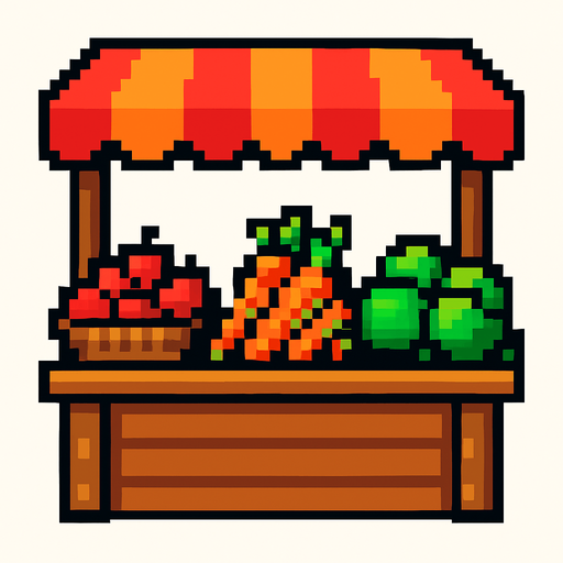 Market pixel.
In-Game asset.  2d.  High contrast.  No shadows