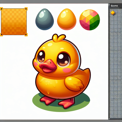 a duck chick.
Single Game Texture.  In-Game asset.  2d.  Blank background.  High contrast.  No shadows