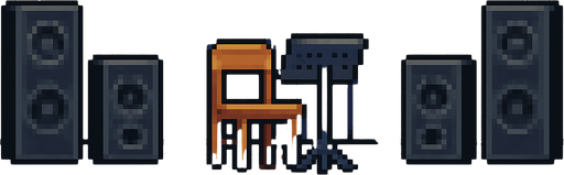 Traditional Concert stage pixel art 2d.
In-Game asset.  2d.  High contrast.  No shadows horizontal
