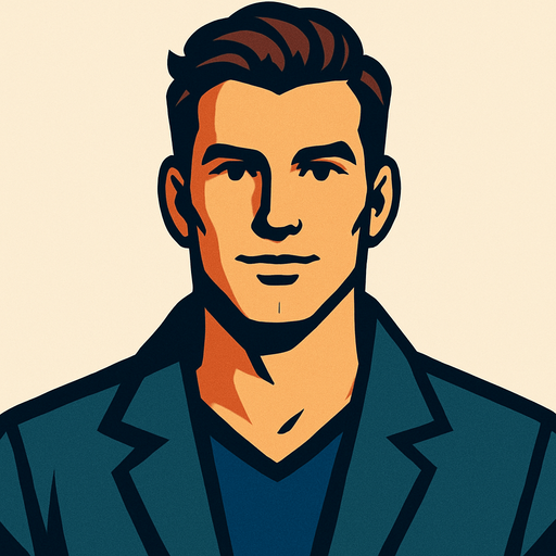 A handsome man, facing us.
In-Game asset.  2d.  High contrast.  No shadows