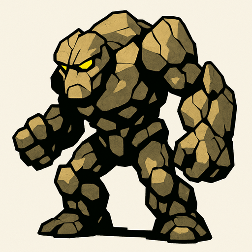 make creature image for rock elemental name is boulder but dont write name on image.
In-Game asset.  2d.  High contrast.  No shadows