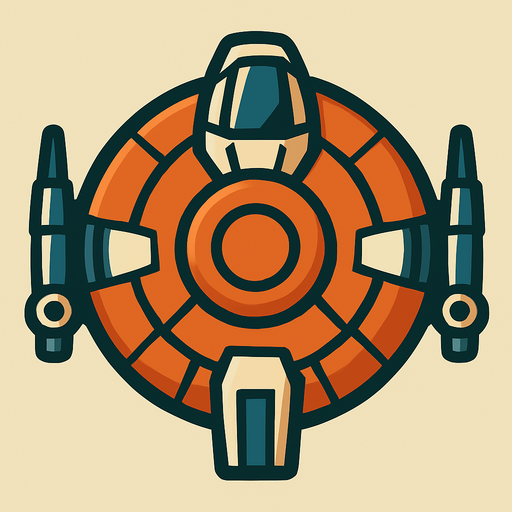 circle shape starship.
In-Game asset.  2d.  High contrast.  No shadows