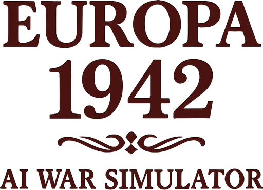 una imagen con un titulo (EUROPA 1942:AI WAR SIMULATOR) CON EL ESTILO DE VICTORIA 2.
In-Game asset.  2d.  High contrast.  No shadows