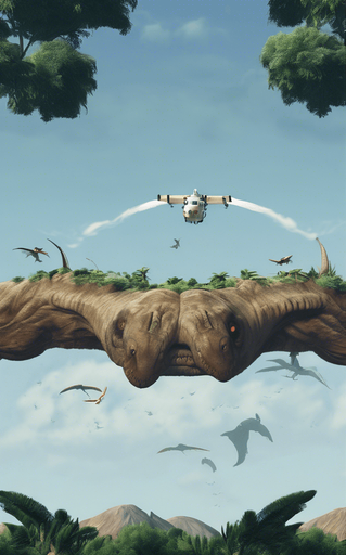 Make it more detailed and add flying dinosaurs