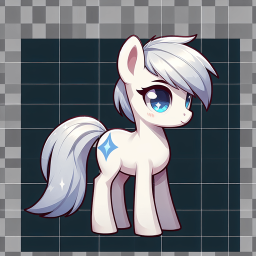 pony.
Single Game Texture. In-Game asset. 2d. Blank background. High contrast. No shadows.