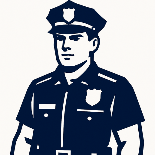 Bir polis.
In-Game asset.  2d.  High contrast.  No shadows
