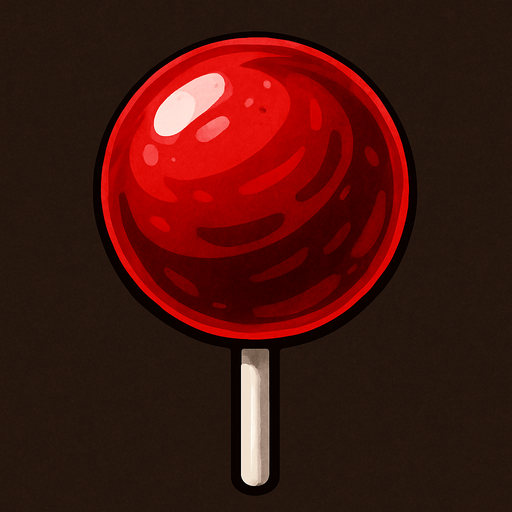 gerçekçi bir şeker. yuvarlak bir şeker ve kırmızı renk.
In-Game asset.  2d.  High contrast.  No shadows