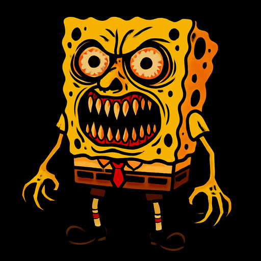 scary sponge bob.
In-Game asset.  2d.  High contrast.  No shadows