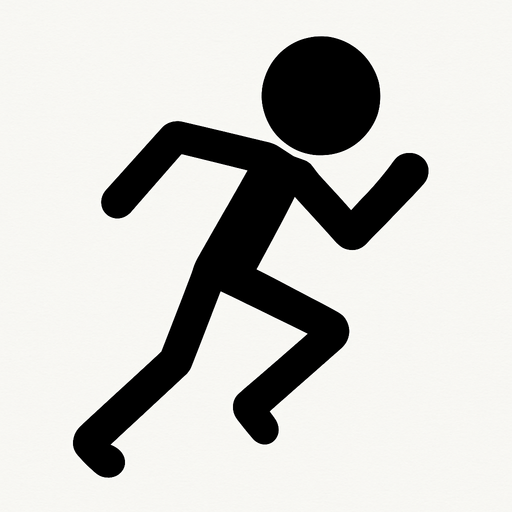 Un stickman con una posición de corredor.
In-Game asset.  2d.  High contrast.  No shadows