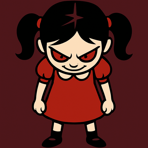 evil little girl looking down.
In-Game asset.  2d.  High contrast.  No shadows