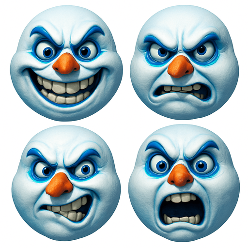 3D Scary and funny jack frost the snowman face meme, different faces look, face only
In-Game asset.  3D.  High contrast.  No shadows. face only