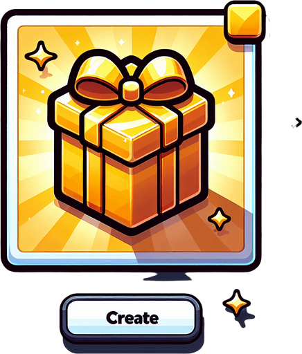 super christmas present, golden, cartoon Single Game Texture. In-Game asset. 2d. Blank background. High contrast. No shadows.