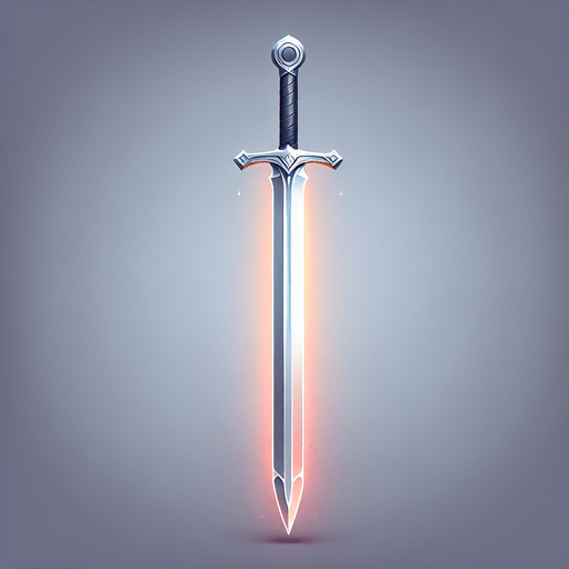 Sword.
Single Game Texture.  In-Game asset.  2d.  Blank background.  High contrast.  No shadows. 2d