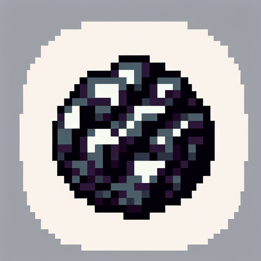 black coal. Single Game Texture. In-Game asset. 2d. Blank background. High contrast. No shadows. pixelated. 8 bit