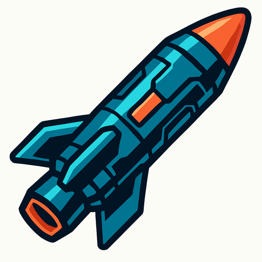 Misil futurista.
In-Game asset.  2d.  High contrast.  No shadows