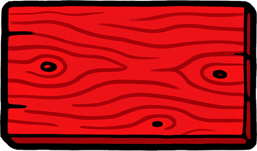 Rectángulo de madera color rojo.
In-Game asset.  2d.  High contrast.  No shadows