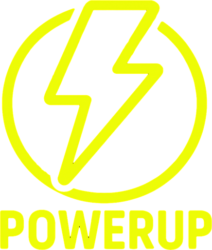 NeonYellow powerup logo.
In-Game asset.  2d.  High contrast.  No shadows