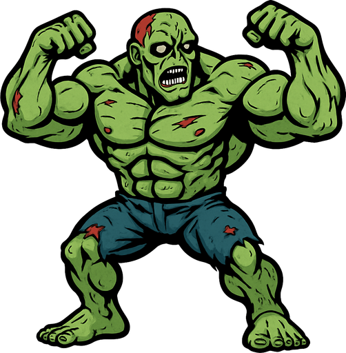 büyük kaslı ve Güçlü zombie 2 boyutlu png.
In-Game asset.  2d.  High contrast.  No shadows