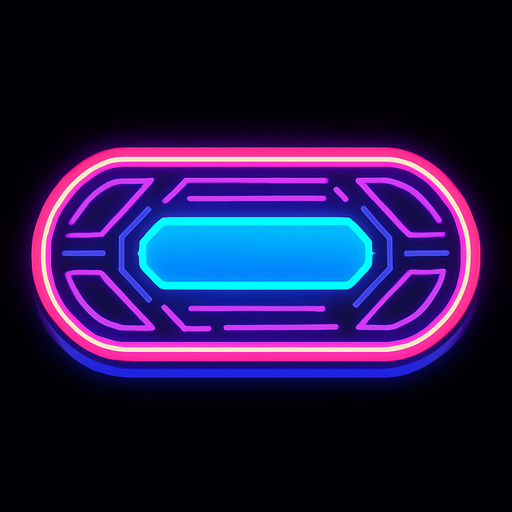 I want a neon sci-fi styled arkanoid paddle image for my 2d game.
In-Game asset.  2d.  High contrast.  No shadows