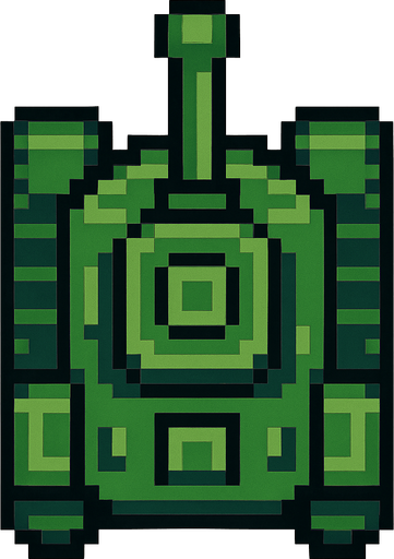 green tank pixel art top down.
In-Game asset.  2d.  High contrast.  No shadows