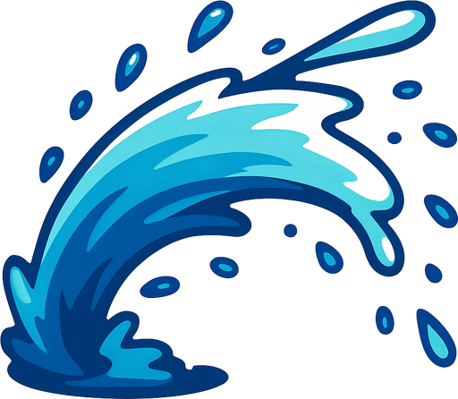 Water spraying forward
In-Game asset.  2d.  High contrast.  No shadows